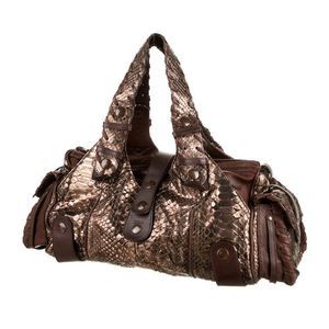Chloe Brown Metallic Python Silverado Shoulder Bag